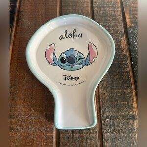 Rae Dunn Disney Stitch ALOHA CERAMIC Spoon Rest Teal Blue White NEW
